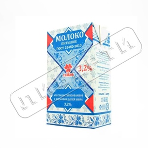 Молоко Тяжин 1л 3,2% ГОСТ т/п \12