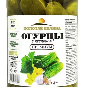 Огурцы Зол. Дол. мар.(премиум) с чесноком 670гр/700мл \12